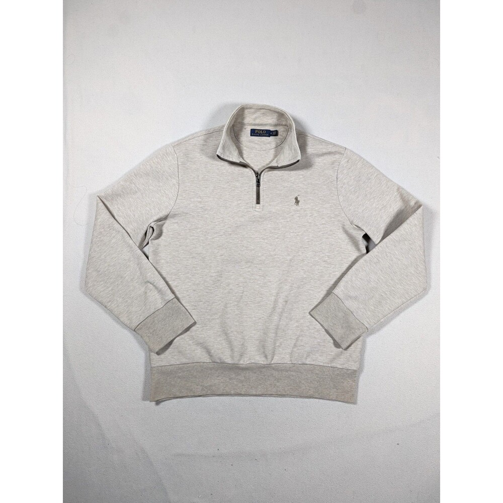 Polo Ralph Lauren Men's Quarter Zip Sweater M Cream Long Sleeve Pony Logo